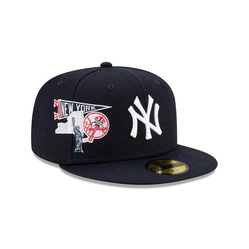 MLB New York Yankees City Patch 59Fifty Fitted (ESF1136) - Blue New Era Caps